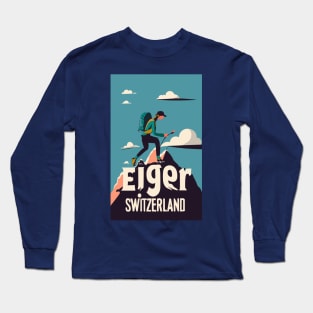 A Vintage Travel Art of Eiger - Switzerland Long Sleeve T-Shirt